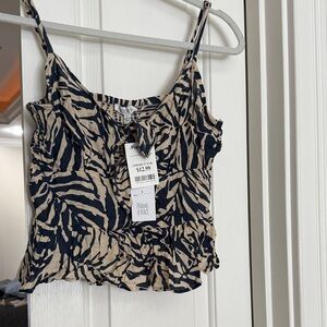 Patrons of Peace Navy and Beige Zebra-Print Cropped Cami
